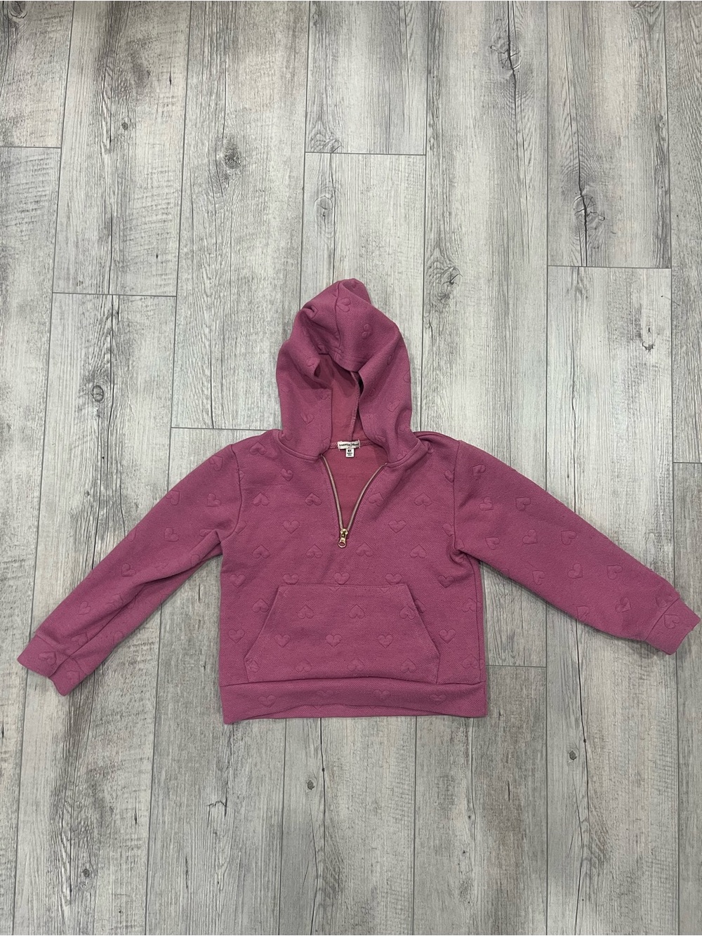 5 for $10 Nanette Lepore Girls' Mauve Hooded Pullover with Heart Texture